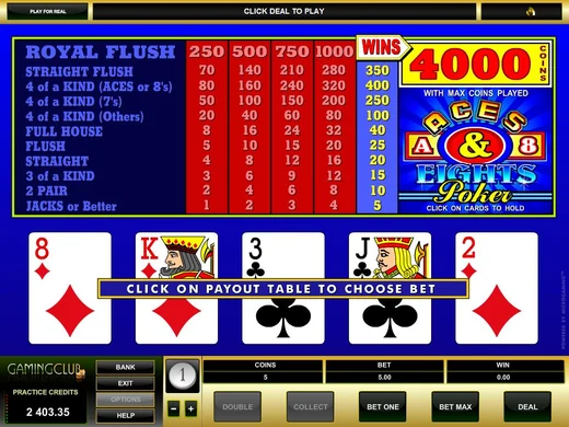 Aces and Eights — video poker sur Winmasters Casino